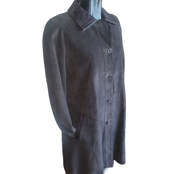 Oscar Leopold Vintage Mid Length Brown Suede Jacket XS - Picture 6 of 9